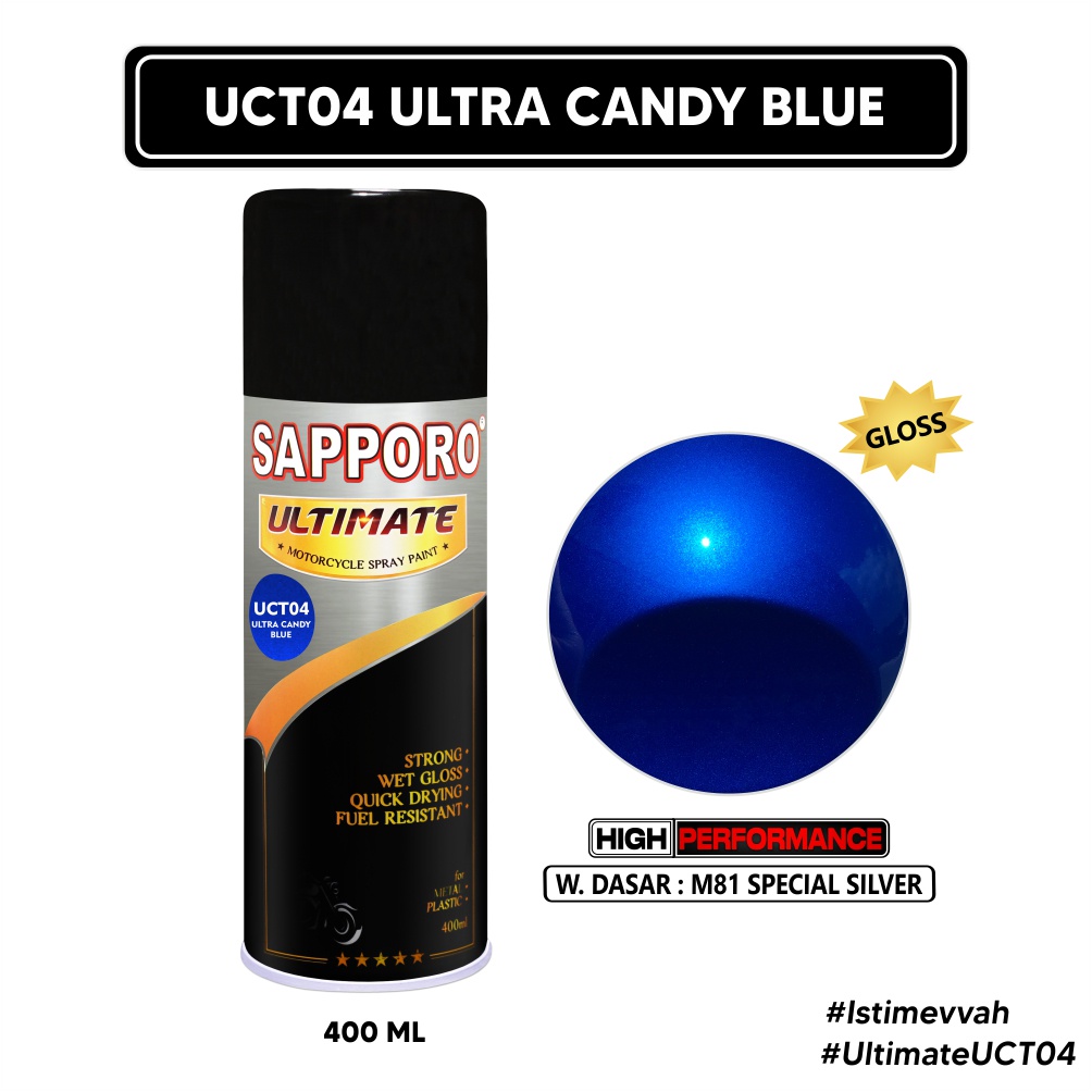 Sapporo Ultimate UCT04 Ultra Candy Blue / Cat Spray Semprot Aerosol Terbaik