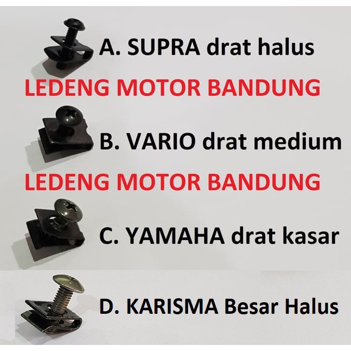 Baut Klip Bodi Motor M5 Yamaha Drat Kasar Honda Halus Klem Supra Vario Kleman