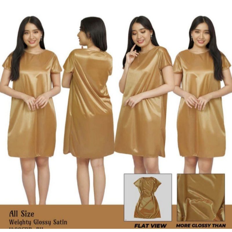 Daster wanita sexy lengan pendek satin baju tidur santai 1400GDR