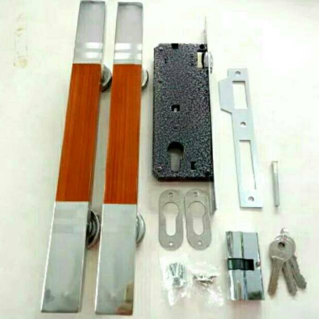 1 SET pintu 1 2pcs 1 SET Tarikan pull handle pintu kotak gepeng + kunci pintu body pelor gagang pint