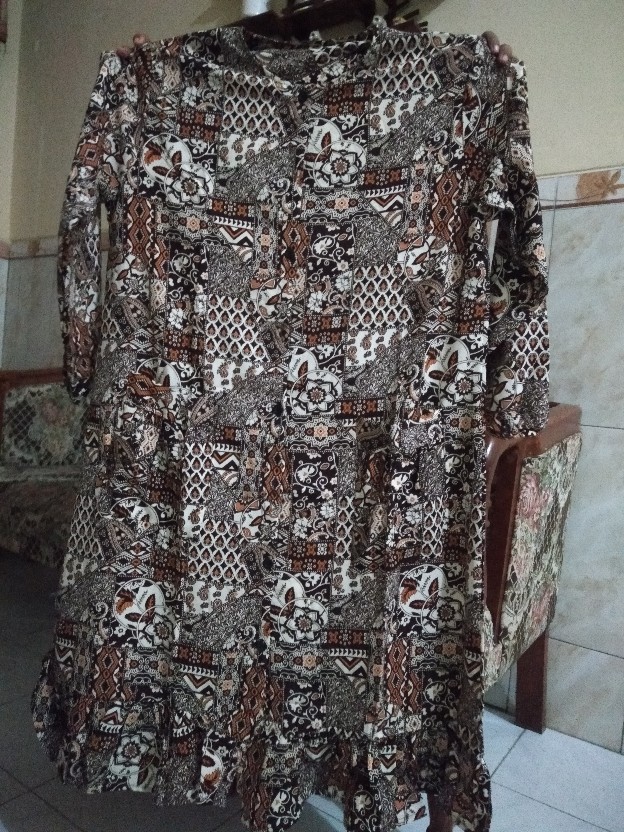 Tunik Wollpeach Batik Bunga - Jumbo Xxl Bumil Busui Kancing Full Hidup Kantong Adem Murah Bigsize