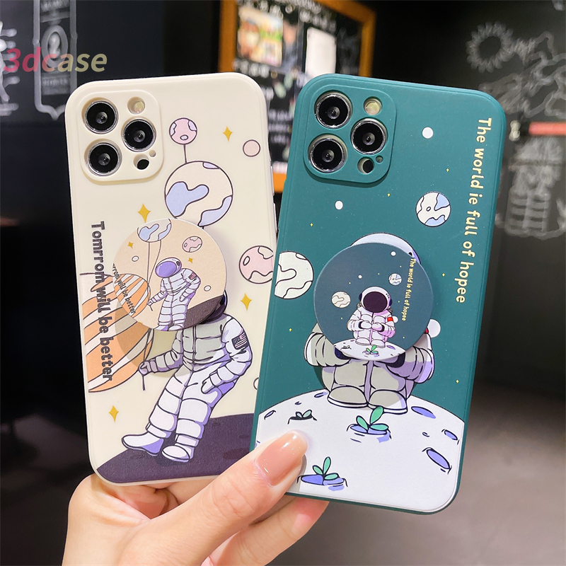 VIVO Y72 Y12 Y30 Y31 Y53 Y91C Y91 Y20 Y12S Y17 Y93 Y50 Y20S Y51A Y30i Y12i Y15 Y95 Y11 Y20i Y90 Y91i U10 Y70 Y1S Z3 A5 A7 A5S A52 A9 A5 2020 Reno 4 Lite 4 F A93 A94 VIVO Y12 Y51 Y72 Y53 Soft Casing Case Cute Astronaut Moon Rocket Planet With Stand
