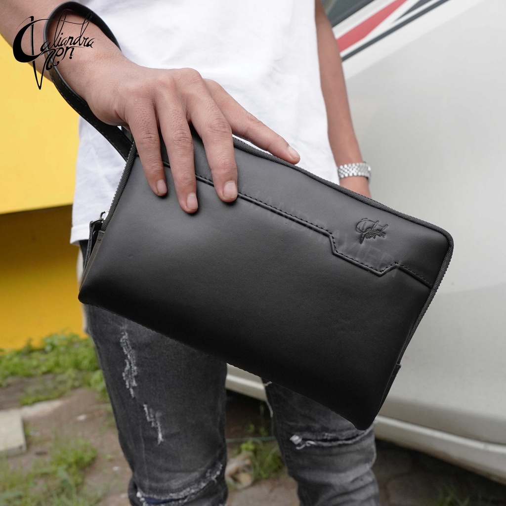 Caliandravieri Clutch Pria Kulit Asli CV1 Kasual Brown Black Terbaru