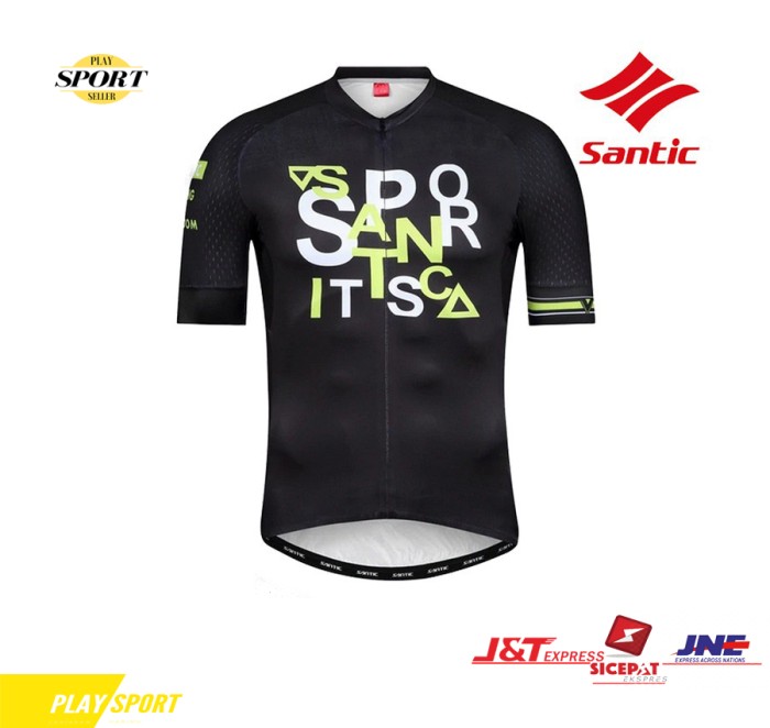 JERSEY/KAOS SEPEDA PRIA/WANITA SANTIC 9C02142V ROAD BIKE CYCLING SHORT SLEEVE ORIGINAL- Hitam, S
