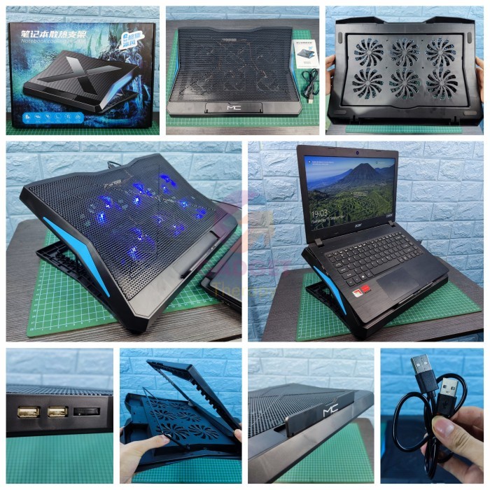 MC Q3 Stand Laptop 6 Kipas Pendingin Notebook Gaming Cooling Pad Fan