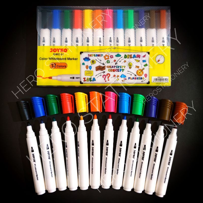 

Joyko color whiteboard marker spidol jumbo set 12 warna WMC-51