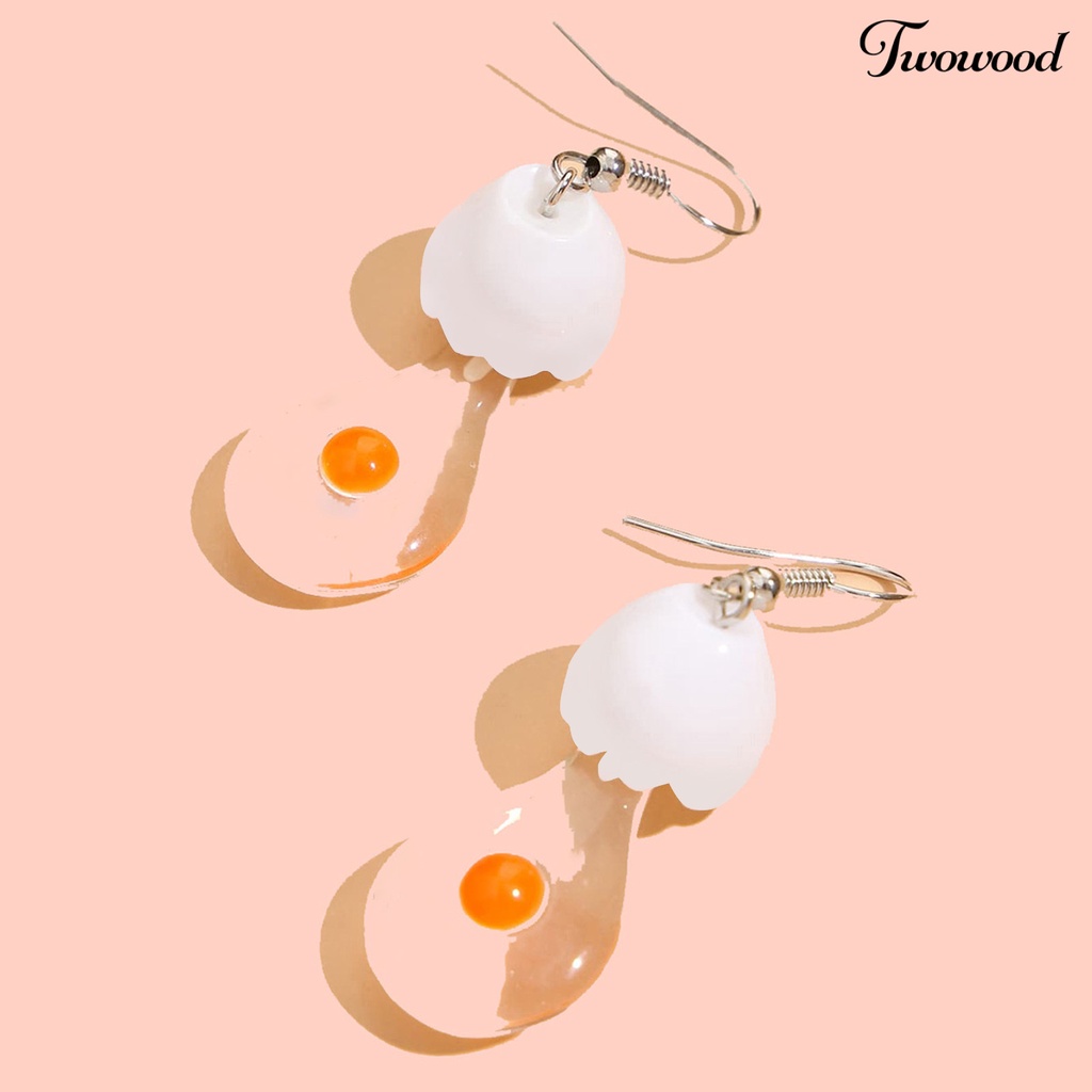 Twowood 1 Pair Drop Earrings Bulb Shape Broken Egg Women All Match Lightweight Cute Hook Earrings for Daily Wear