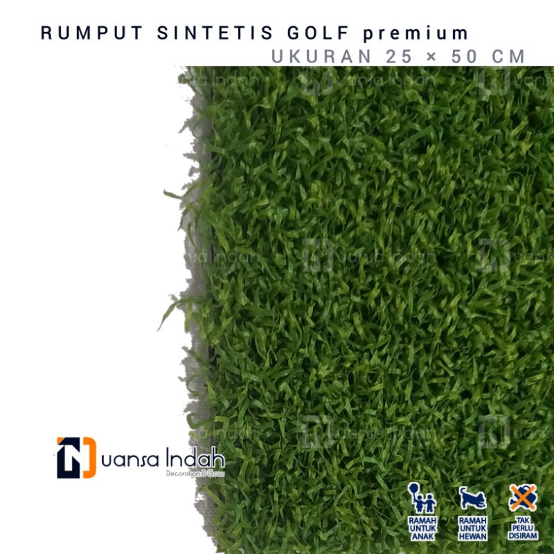 rumput sintetis type golf premium ukuran 25x50 cm