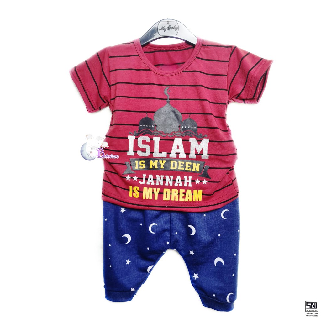 BAJU BAYI BOBOBAM AKU ANAK ISLAM SETELAN ANAK LAKI-LAKI / SETELAN ANAK HARGA GROSIR