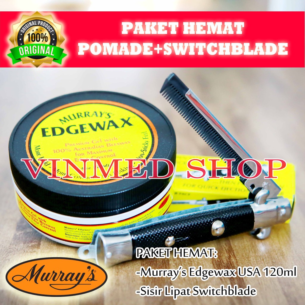 Paket Hemat Murrays Edgewax Waterbased Dan Sisir Lipat Switchblade Comb