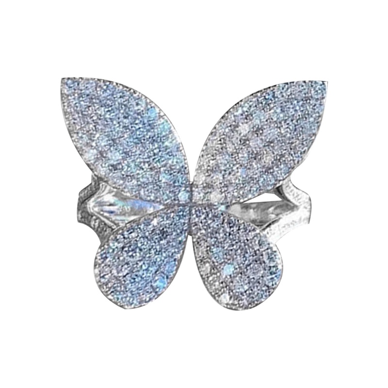 Cincin Bentuk Kupu-Kupu Aksen Zircon AAA Untuk Wanita