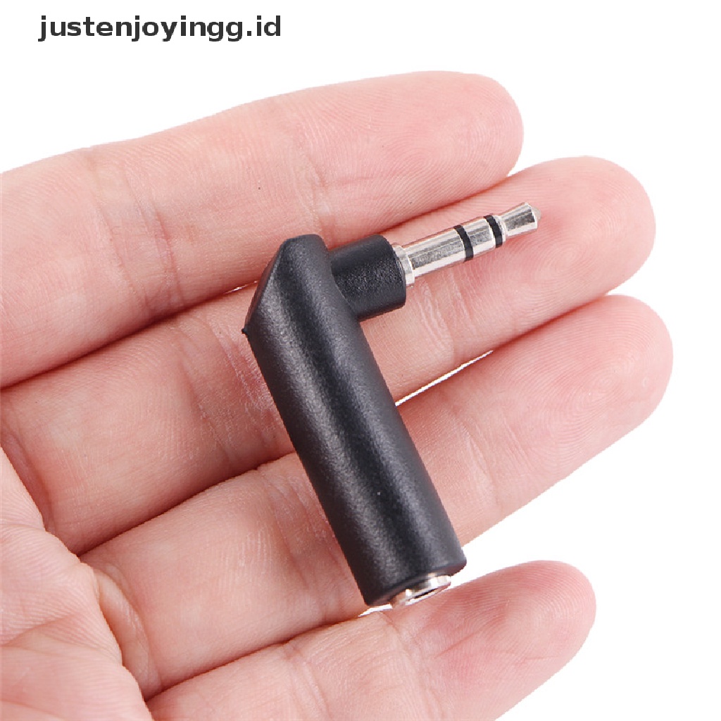 Adapter Extension Audio Stereo Male Ke Female Sudut Kanan 90 Derajat 3 Pole 3.5mm