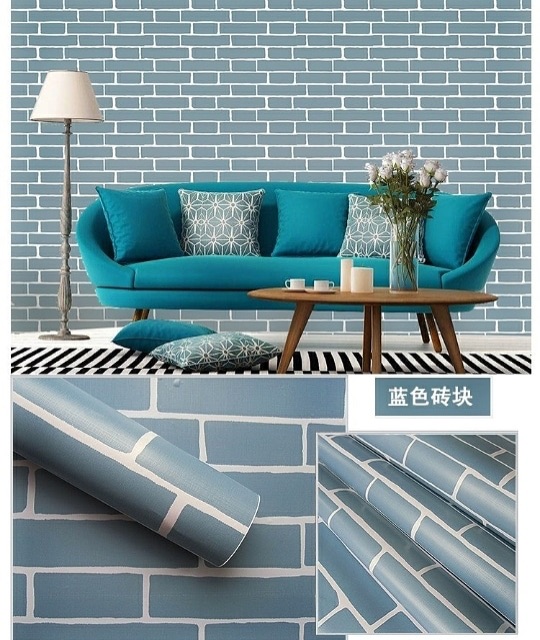 Wallpaper Dinding / Wallpaper Sticker BATA BIRU List PUTIH