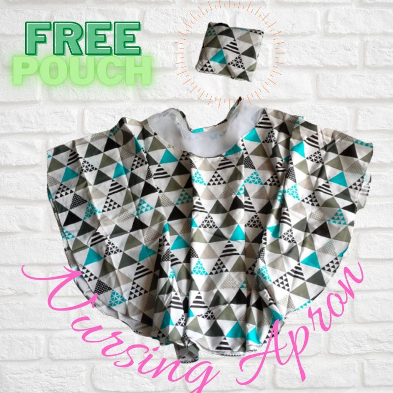 READY STOCK Apron Menyusui Melingkar Jaring / Penutup Menyusui / Nursing Cover motif lucu free pouch