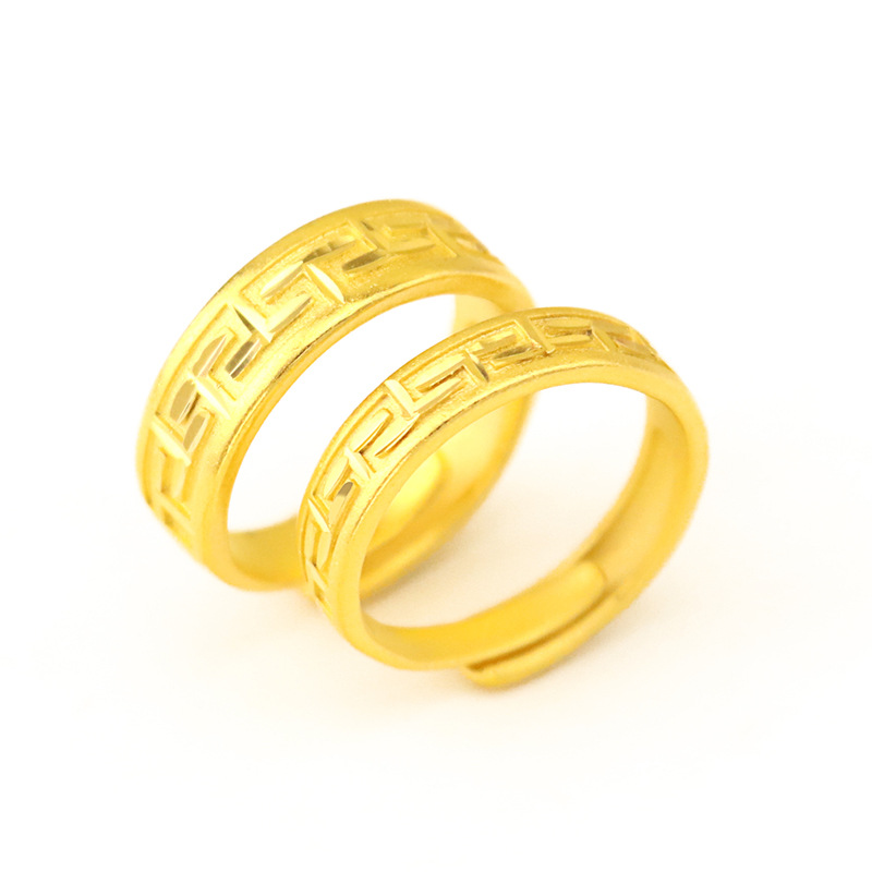 Cincin Pasangan Lapis Emas Motif Tembok Besar Untuk Pria Dan Wanita