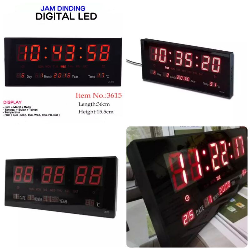 Jam Dinding LED Digital Calendar Temperature Large Digital Display High Precision Running Time Clock