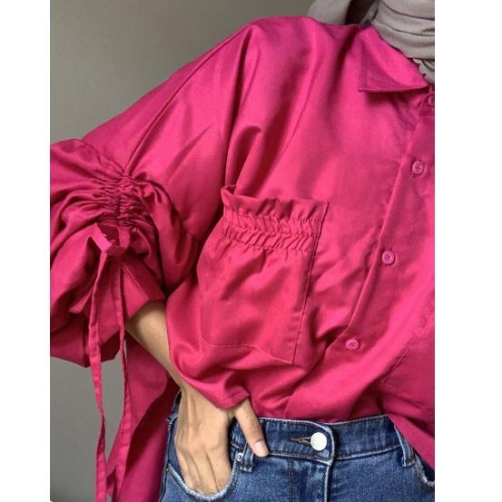 RX FASHION - SEORINA SHIRT XXL CANTIKA TOP POPLIN POCKET KEMEJA CROP SERUT KATUN TWISTCONE / SHAVA BLOUSE - NN
