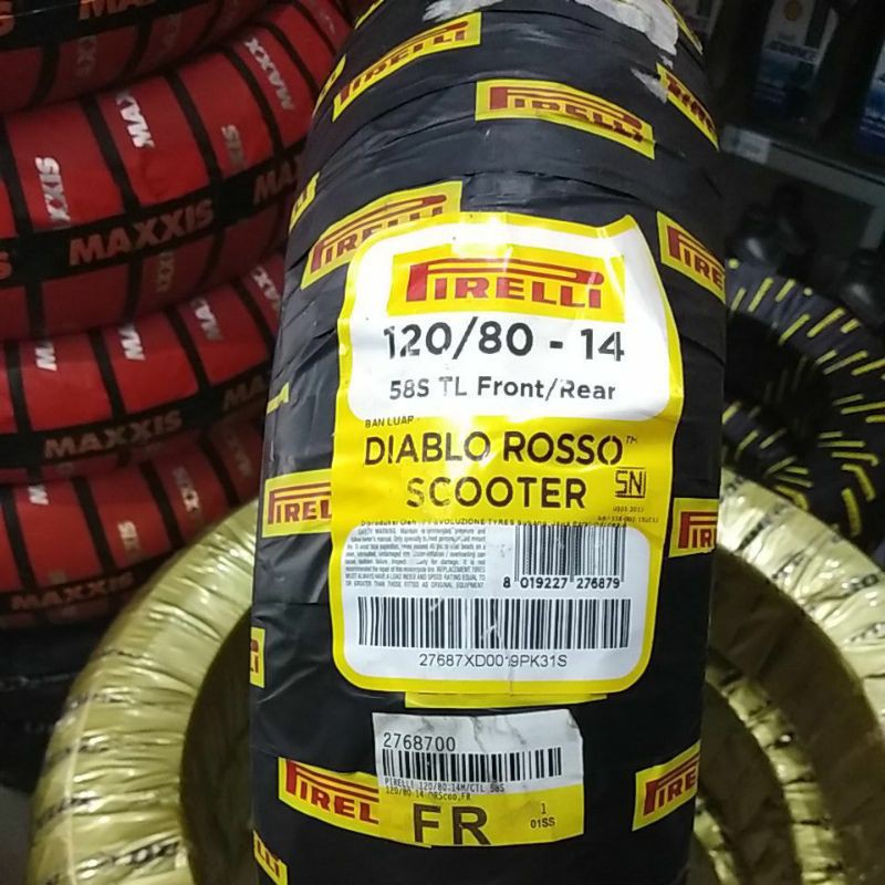 Ban Motor Pirelli Diablo Rosso Scooter 120/80-14 Free Pentil