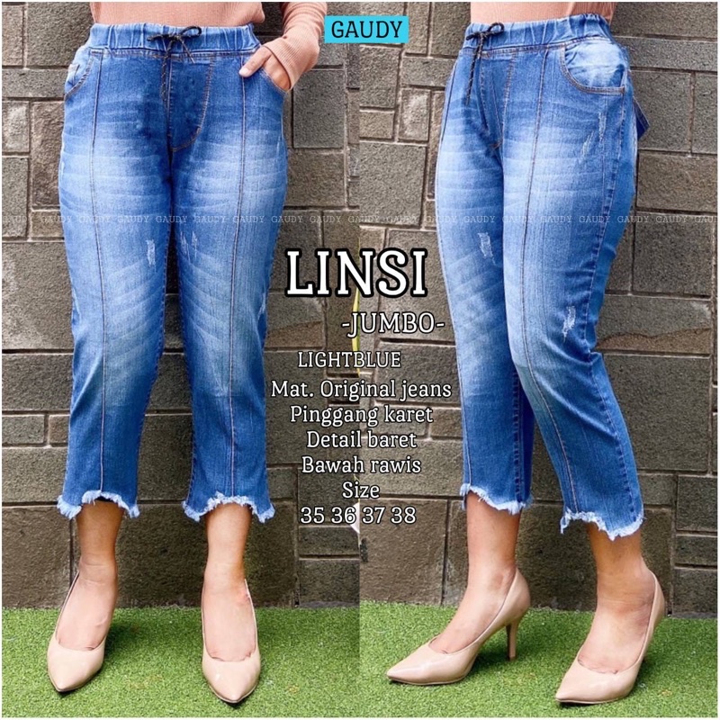 LINSI JUMBO PANT (Lightblue) / Celana Jeans Jumbo Wanita by Gaudy /Fashion wanita /baju lebaran 2022