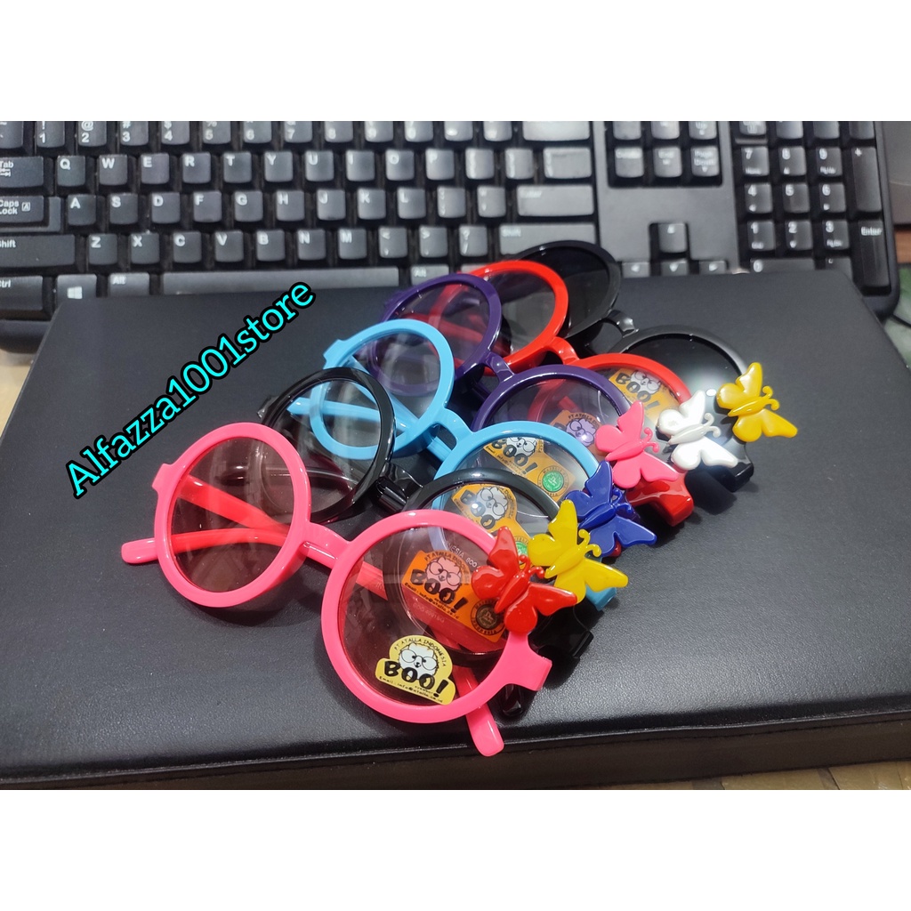 BOO4001-Kacamata Anak Kecil Model Bulat Variasi Kupu-Kupu Untuk Wanita Bahan Plastik Lentur/Beli 2 K