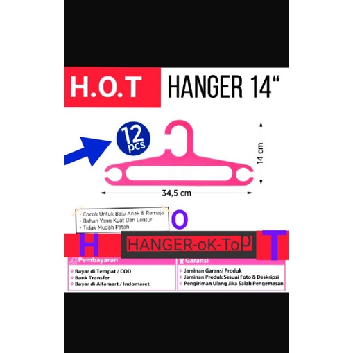 Hanger 14in anak isi 12 pcs -( PINK )