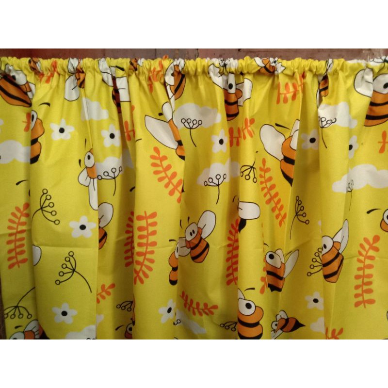gorden kolong dapur / hordeng dapur motif lebah bee kuning