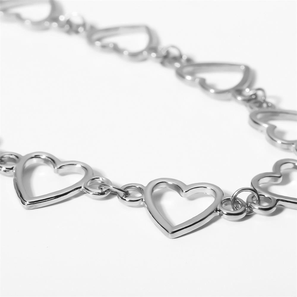 PREVA Hollow Heart Necklace Women Men Party Jewelry Stainless Steel  Chain Long Chain