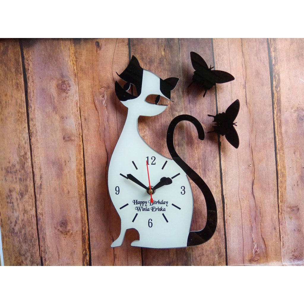 Jam Kucing - Hitam Putih