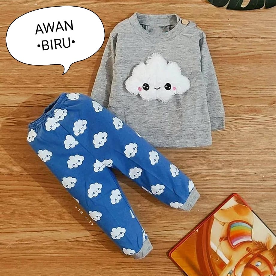 Klik Mds Baju Tidur Anak Bayi Usia 2-15 Bulan Motif Boneka Awan Piyama Anak