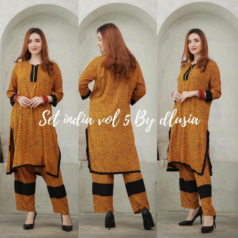 Daster arab Dlusia SETELAN INDIA Series Daily One Set Tunik Rayon Super Original Best Seller