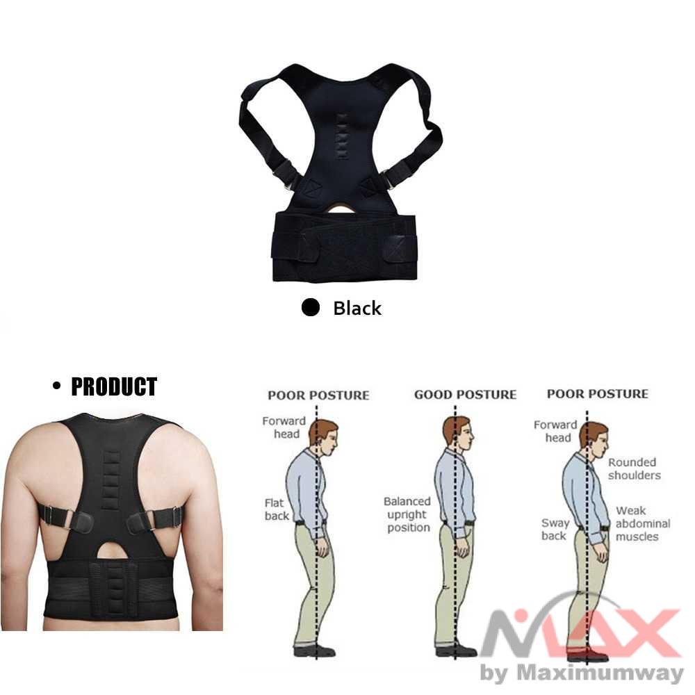 TaffSPORT Rompi Magnetic Terapi Punggung karena Banyak duduk memperbaiki postur tubuh yang Bungkuk Bongkok lebih tegap Perbaikan postur tubuh bungkuk Back Posture Corrector Adjustable Magnetic Shoulder Corrective Therapy Corset Brace Belt Lumbar Support