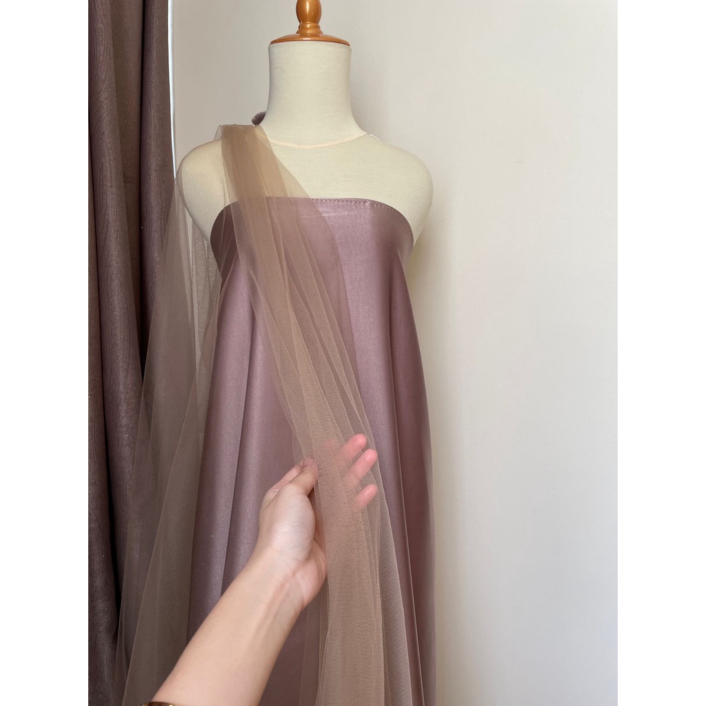 Kain Soft Tile Tulle Halus Polos Warna Cokelat Milo Mocca