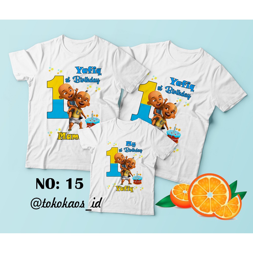 kaos couple keluarga upin dan ipin / kaos custom family birthday ultah anak dan dewasa laki laki dan