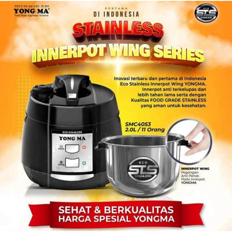 Yong Ma SMC 4053 Rice Cooker 2 L SMC4053 Panci Stainless GARANSI RESMI