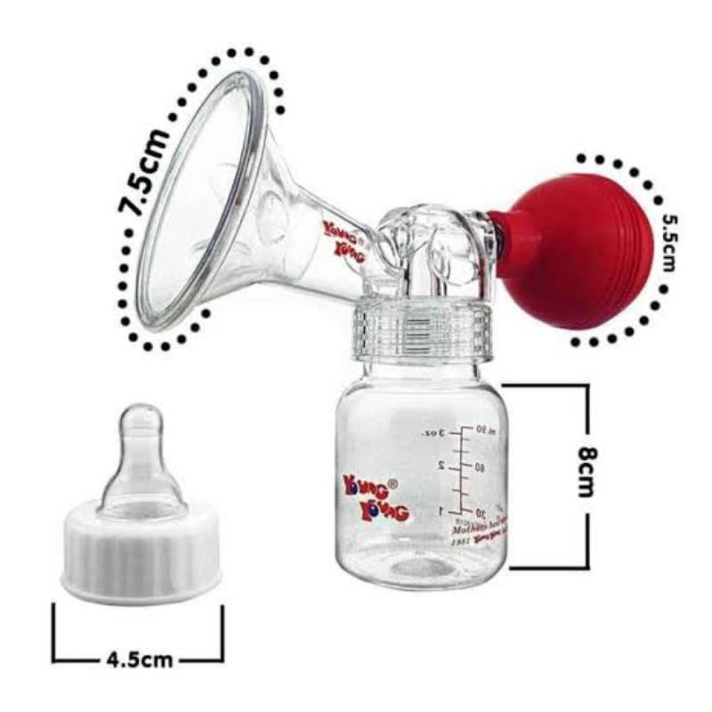 Young young pompa asi + botol susu 90 ml / breast pump manual / pompa asi manual