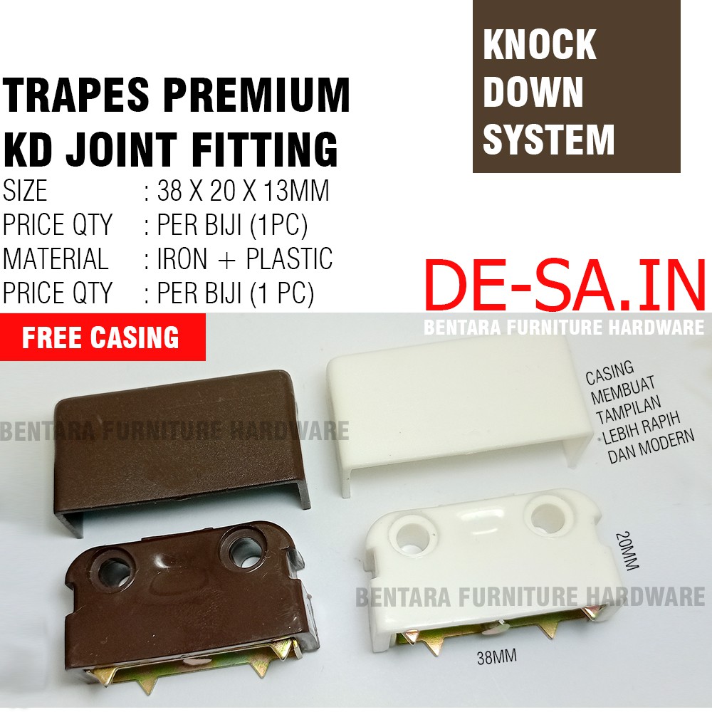 HUBEN TRAPES PUTIH COKLAT - UNTUK AMBALAN SIKU / KD KNOCK DOWN FURNITURE FITTING TRAFEX TRAVES