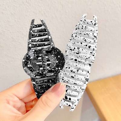 Cute Korean black and white splash ink women's hair clip