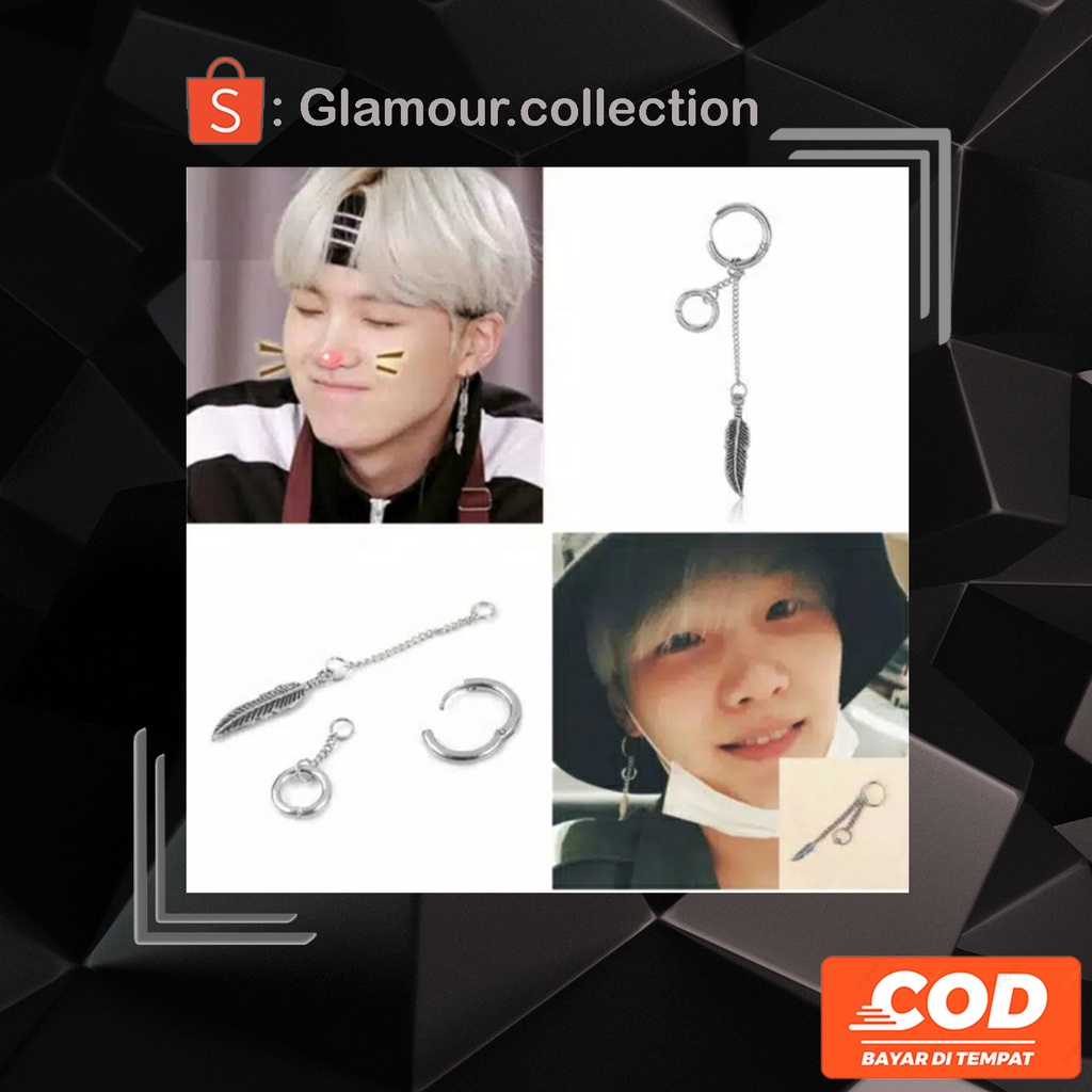 [COD] Anting Telinga Tindik/Jepit Model BTS JIMIN Bandul Rantai Bulu dan Bulat KPOP GLMR 4 Fashion Korea