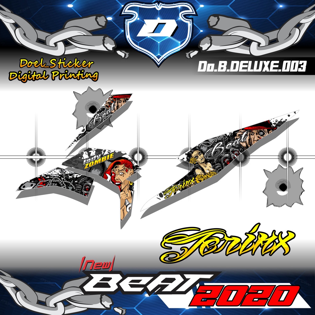 (COD) BEAT 2020 sticker striping stiker striping BEAT DELUXE,BEAT STREET,BEAT FI NEW 2020/2021 03 VARIASI MOTIF JERINK