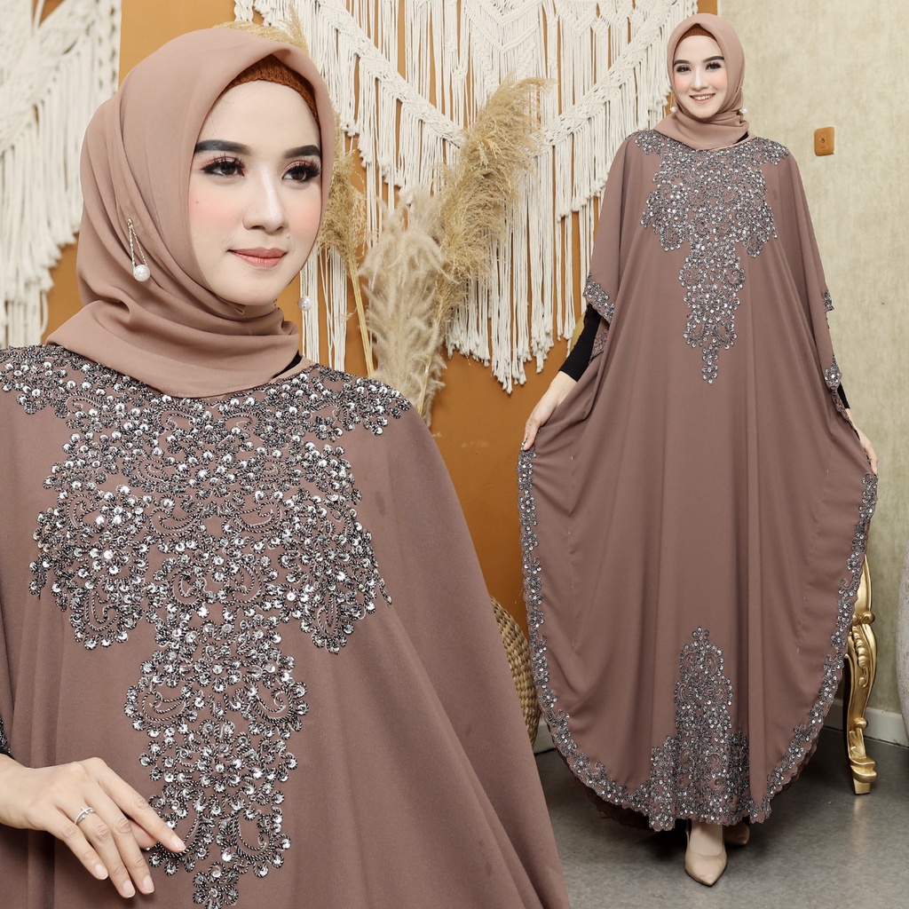 HOPYLOVY Kaftan Wanita Dengan Furring Terbaru Kombinasi Payet Gemini