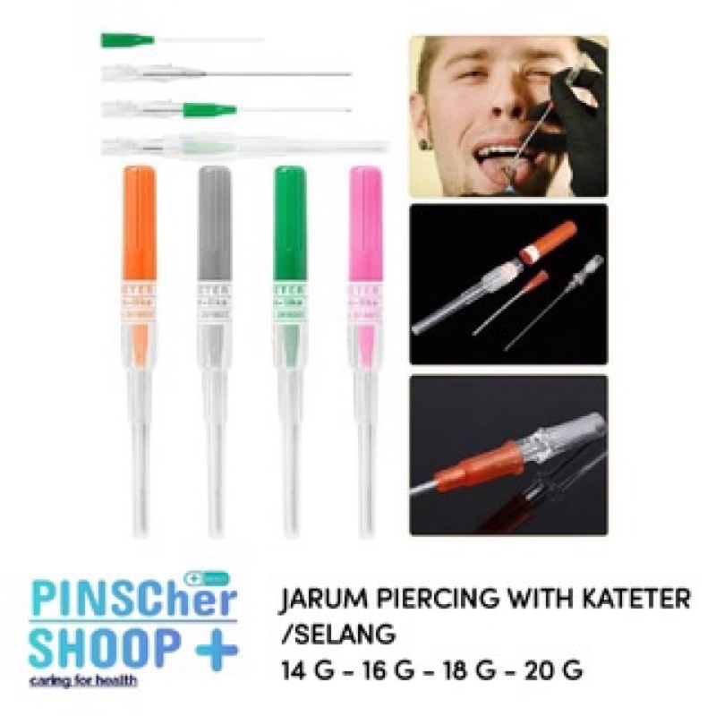 Jarum tindik / jarum abocath / jarum piercing 14G,16G,18G,20D