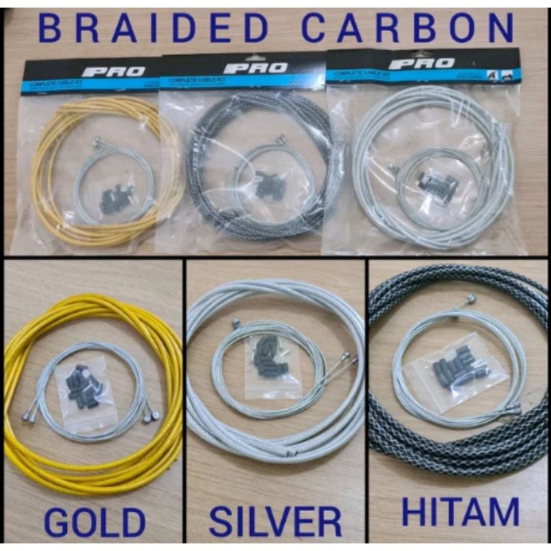 Cable set sepeda weave complete pro wire braided motif serat carbon kabel set kit complete sepeda prowire kabel sepeda bisa MTB Roadbike Balap Road bike Federal mini velo dll