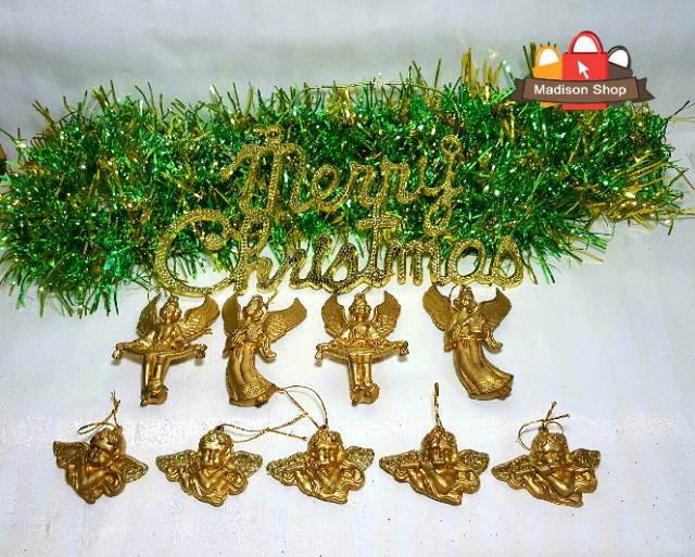 PAKET POHON NATAL HIASAN ANGEL MURAH SET MERRY CHRISTMAS POHON NATAL 60 CM DEKORASI MEJA NATAL