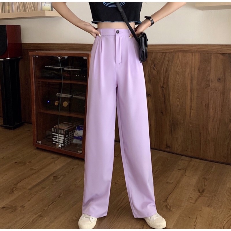 celana loose pants lilac(preloved)