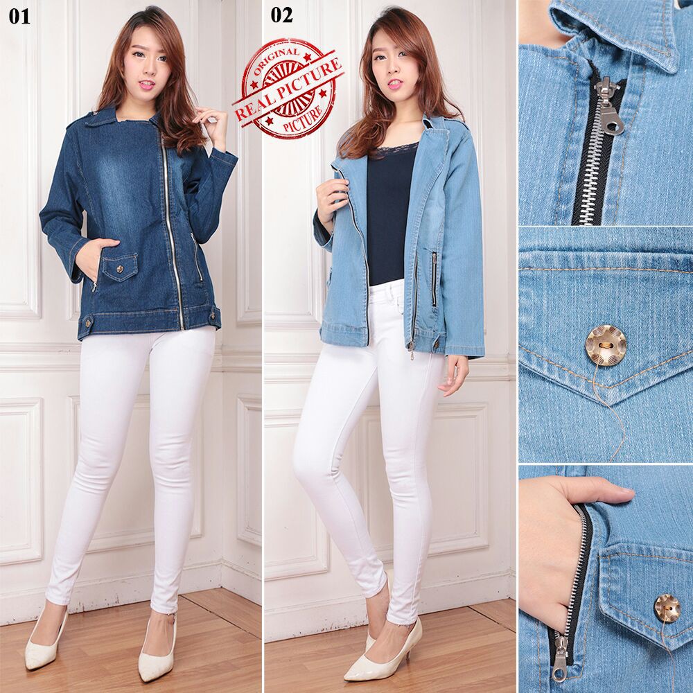 SB Collection Atasan Outer Dhafitha Jacket Jumbo Jeans Wanita