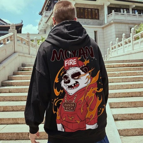 Jaket Hoodie Panda Fire Hoodi Pria Wanita Sweater Kupluk Model Kekinian Anti Panas Bahan Tebal