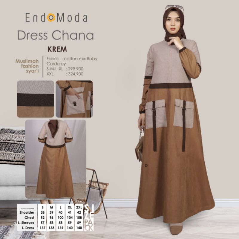 Gamis Premium Dress Chana by Endomoda|Gamis Jumbo Adem|Gamis Terbaru 2022|Gamis Syari|Gamis Kombinas