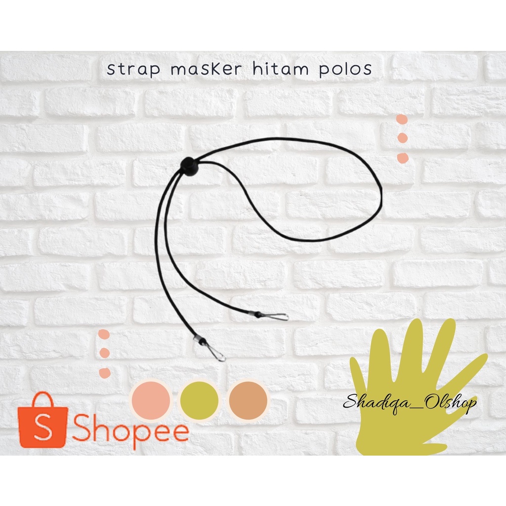 strap masker hitam polos / tali gantungan masker