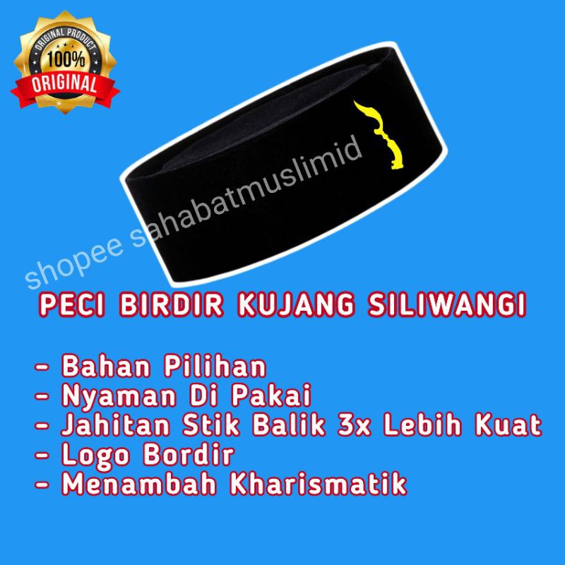 PECI KUJANG SILIWANGI BORDIR PECI HITAM PECI SONGKOK KOPIAH LOGO BORDIR KUJANG SILIWANGI PECI HITAM