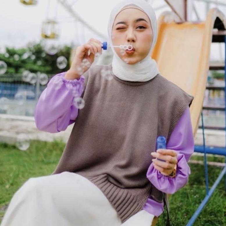 Pfn24 Vest Rajut Wanita/Rompi rajut tali Korea/ Rompi vest/rompi gamis Murahnya